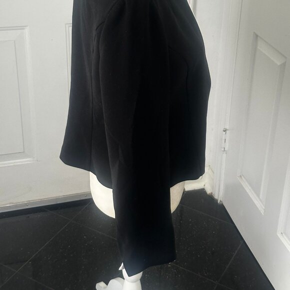 VTG 90s Jessica Howard Cropped Blazer – Black w/ White Contrast Piping, USA Sz 8 - Picture 9 of 14